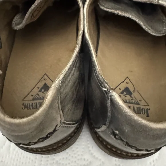 John Fluevog Grant Leather Derby Shoes Washed Black Distressed Finish Size 11 - Picture 8 of 15